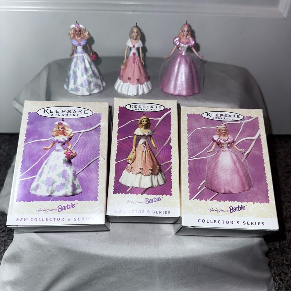 Hallmark Keepsake Springtime Barbie Ornament Set 1995 1996 1997 Vintage